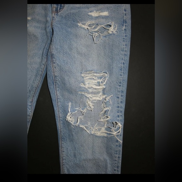 American Eagle ripped straight destroyed distressed jeans pants hi rise 6 rigid - Picture 7 of 11
